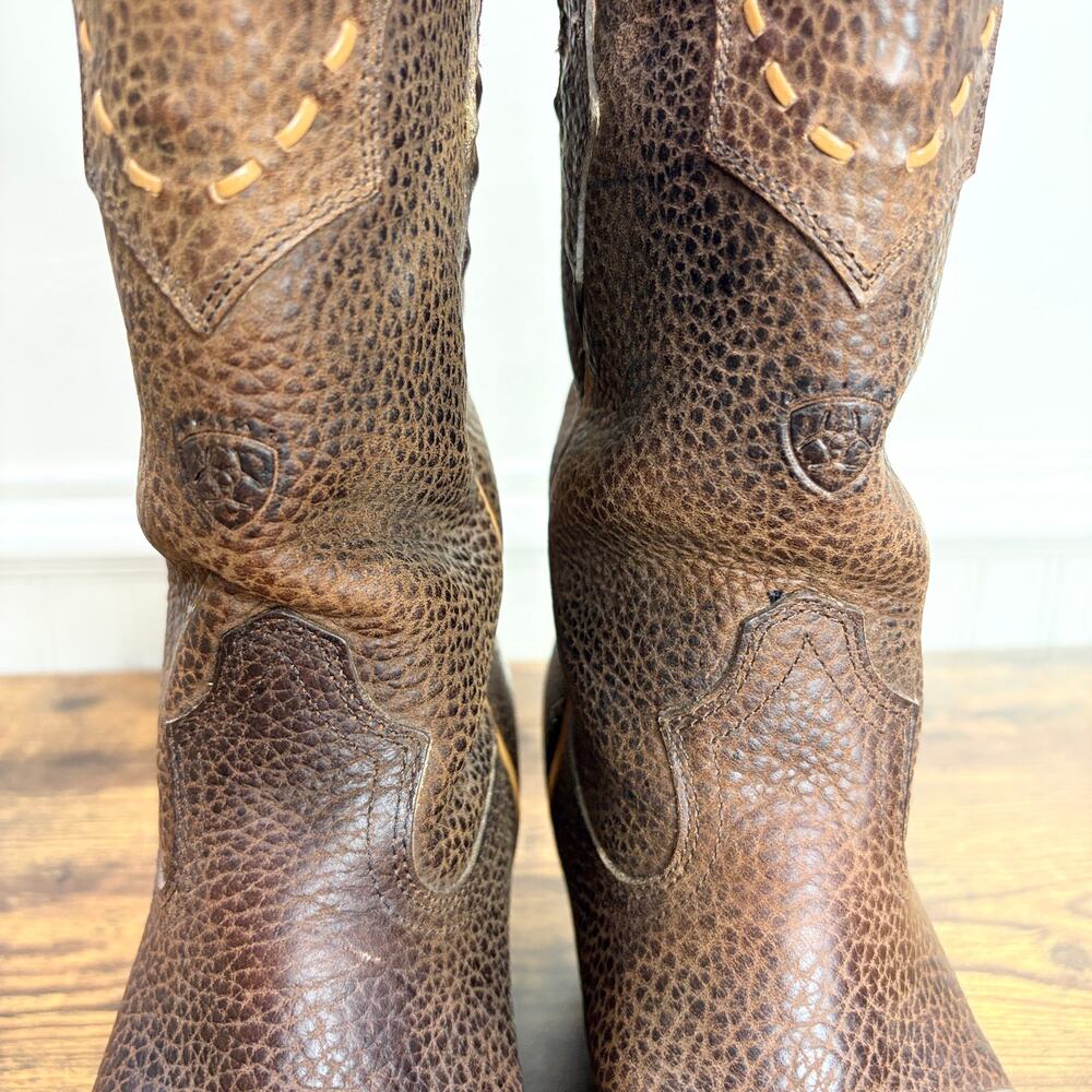 Ariat Womens Size 7.5 Dixie Western Cowboy Boots Brown Rowdy Leather Cowgirl - Picture 11 of 15